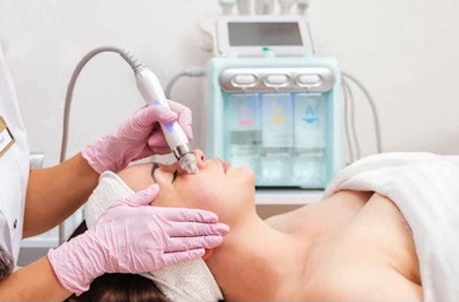 Woman getting hydrafacial