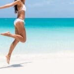 Toned body on beach